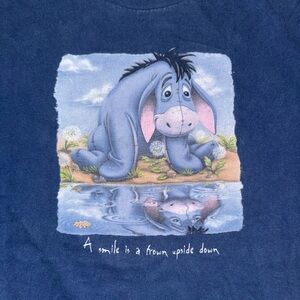 Vintage Disney Store Eeyore "A Smile is a Frown Upside Down" t shirt
